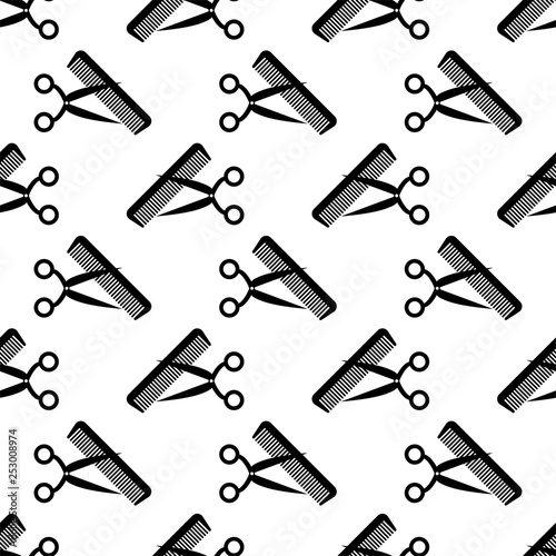 Scissors And Comb Icon Seamless Pattern