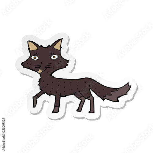 sticker of a cartoon little wolf