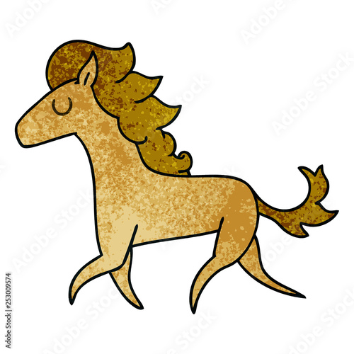 quirky hand drawn cartoon running horse