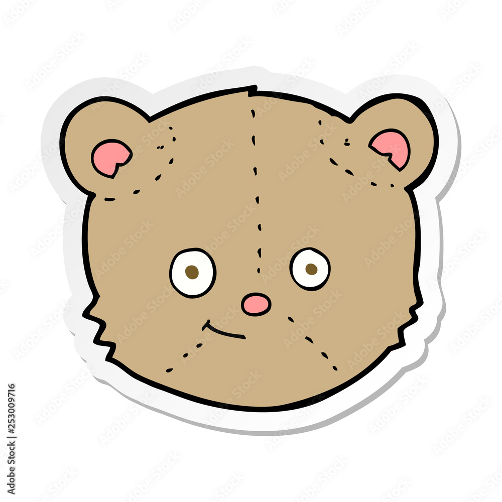 sticker of a cartoon teddy bear head sticker of a cartoon teddy bear head