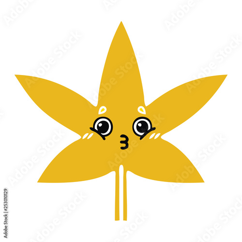 flat color retro cartoon autumnal leaf