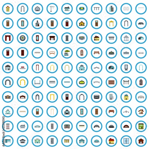 100 construction icons set in flat style for any design vector illustration