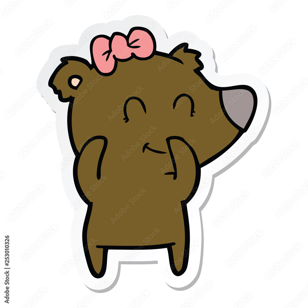 Obraz premium sticker of a female bear cartoon