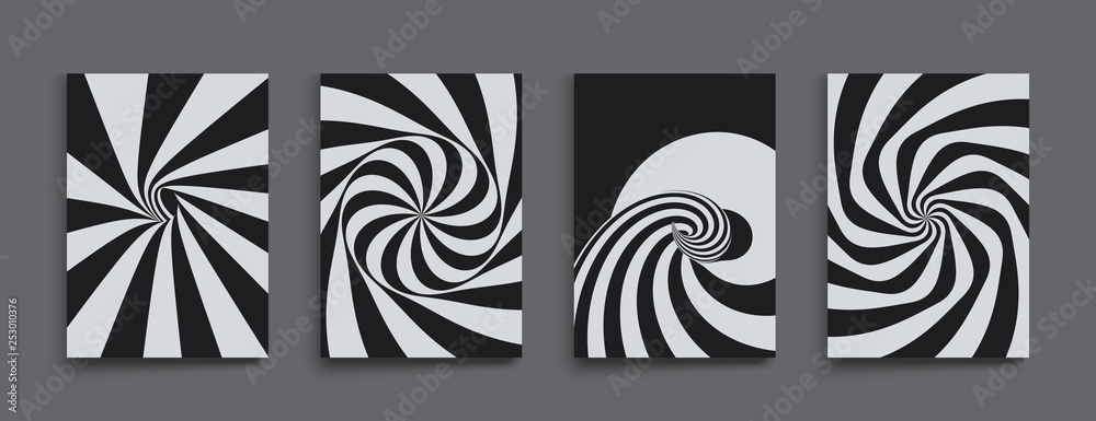 Plakat Wzór z iluzją optyczną. Czarno-biały wzór. Streszczenie tło paski. Ilustracji wektorowych.