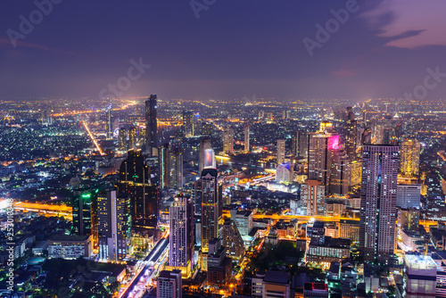 high view of city in night time with lighting © rukawajung