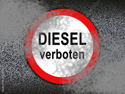 Diesel Fahrverbot Schild mit Rauch und Qualm