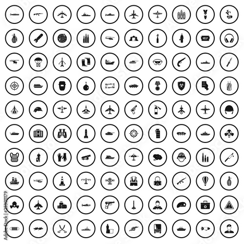 100 military resources icons set in simple style for any design vector illustration
