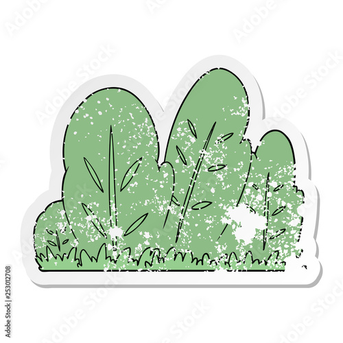 distressed sticker of a cartoon hedge
