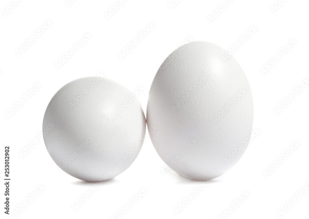 Fresh raw eggs on white background Fresh raw eggs on white background