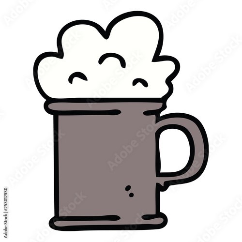 quirky hand drawn cartoon tankard of beer