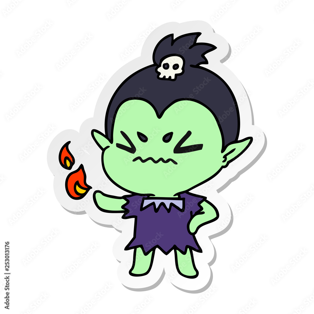 Fototapeta premium sticker cartoon of cute kawaii vampire girl