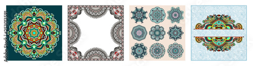 floral vintage frame, indian kalamkari ethnic style