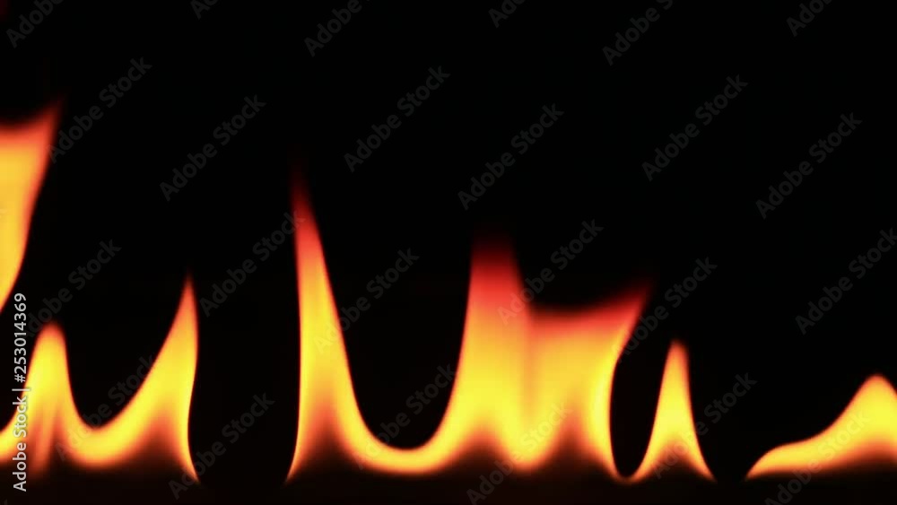 Line of Fire Burning Isolated Over Black.