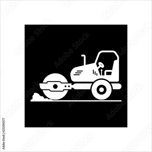 Road Roller Icon, Construction Vehicle Icon