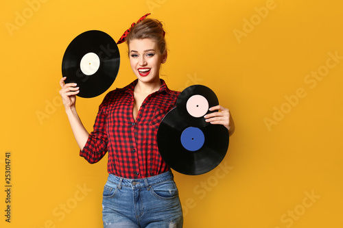 Beautiful pin-up woman with...