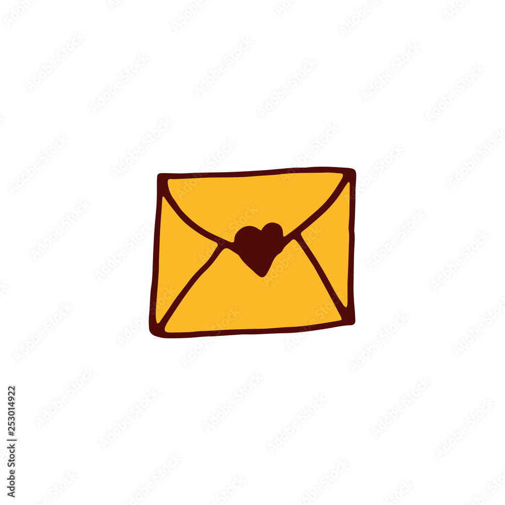 Love letter icon in hand drawn style Love letter icon in hand drawn style