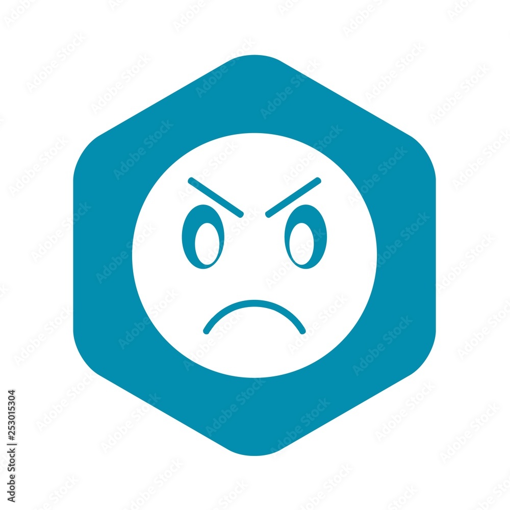 Annoyed emoticon icon in simple style isolated on white background Annoyed emoticon icon in simple style isolated on white background