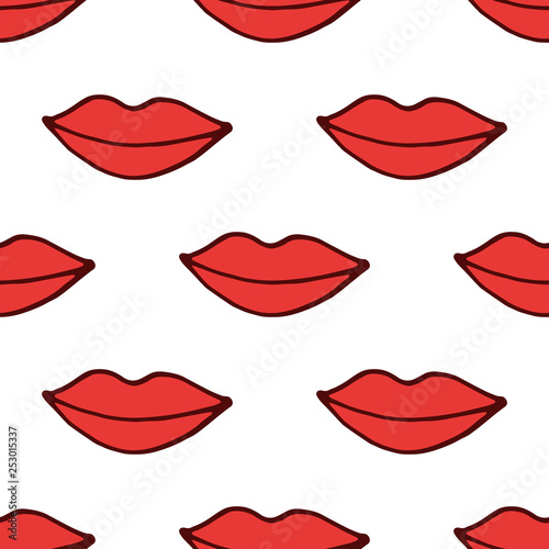 Woman lips seamless pattern in hand drawn style