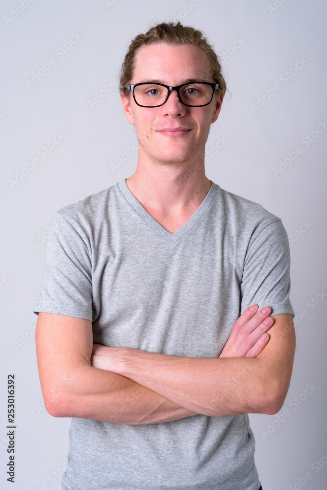 Portrait of young handsome man with eyeglasses