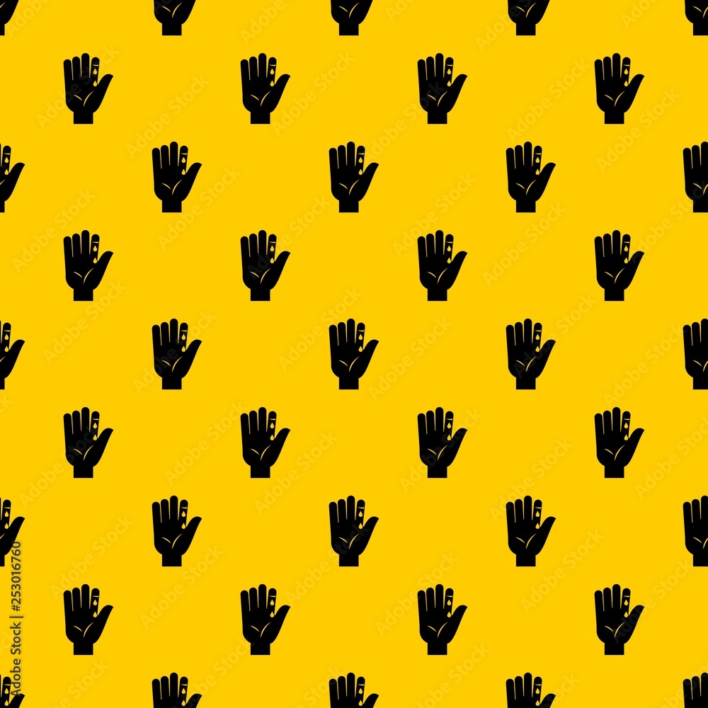 Fototapeta premium Finger with blood dripping pattern seamless vector repeat geometric yellow for any design