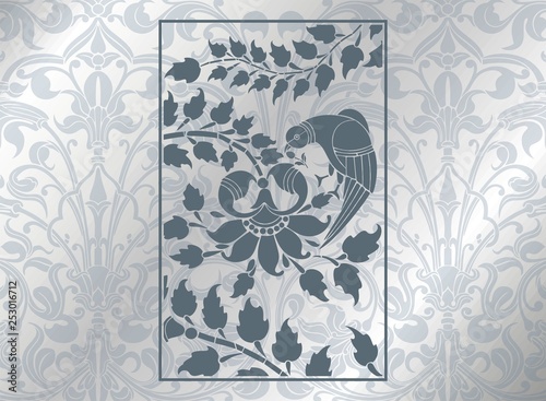 parrot, feathers ,wedding card design, royal India	