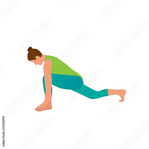 Pregnant woman exercise yoga icon in a modern cartoon style.