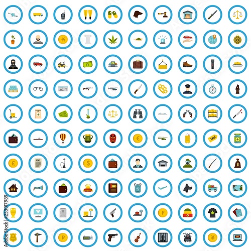 100 contraband icons set in flat style for any design vector illustration photo