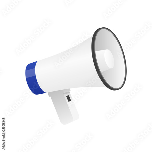Vector illustration of cool detailed megaphone icon isolated on white background