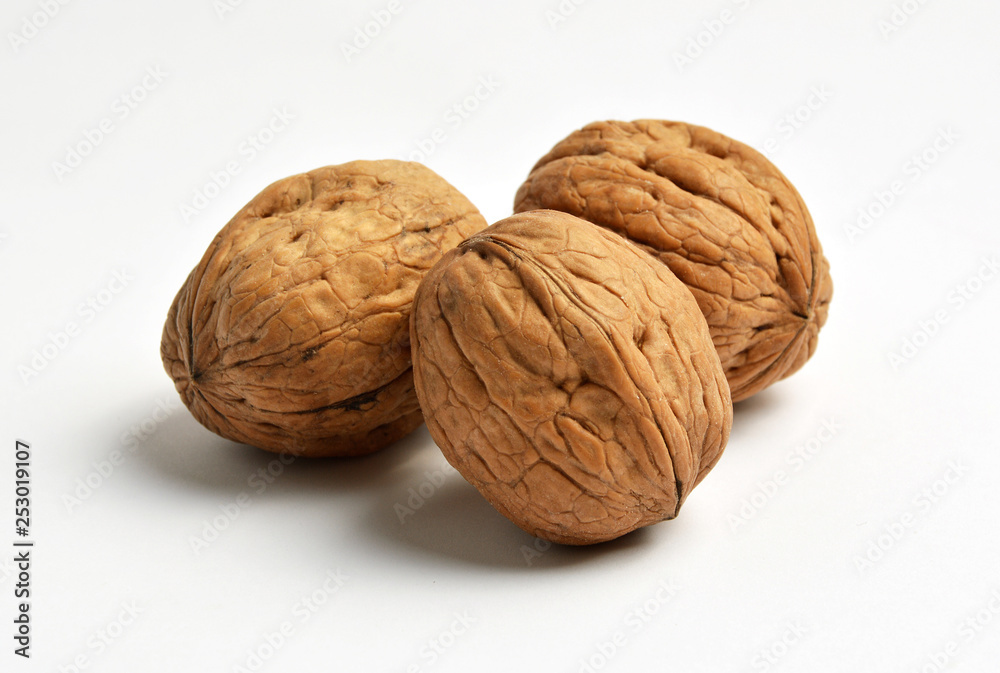 Walnuts on white background Walnuts on white background