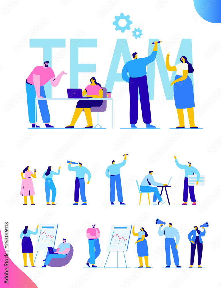 Flat Business People vector set. Team Work, Partnership, Leadership Concept. Vector characters in modern flat style isolated on white background. Flat Business People vector set. Team Work, Partnership, Leadership Concept. Vector characters in modern flat style isolated on white background.