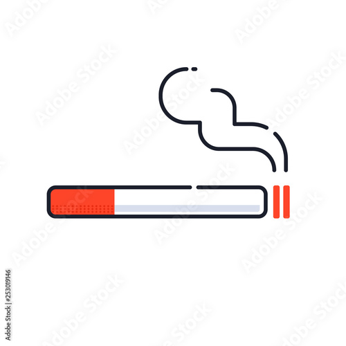 Cigarette vector icon, smoking symbol, outline line illustration isolated on white