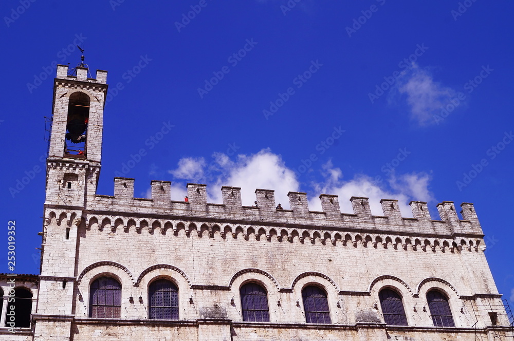 Detail of Palazzo dei Consoli, Gubbio, Umbria, Italy