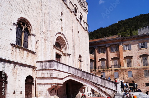 Fototapeta Naklejka Na Ścianę i Meble -  Entrance of Palazzo dei Consoli, Gubbio, Umbria, Italy