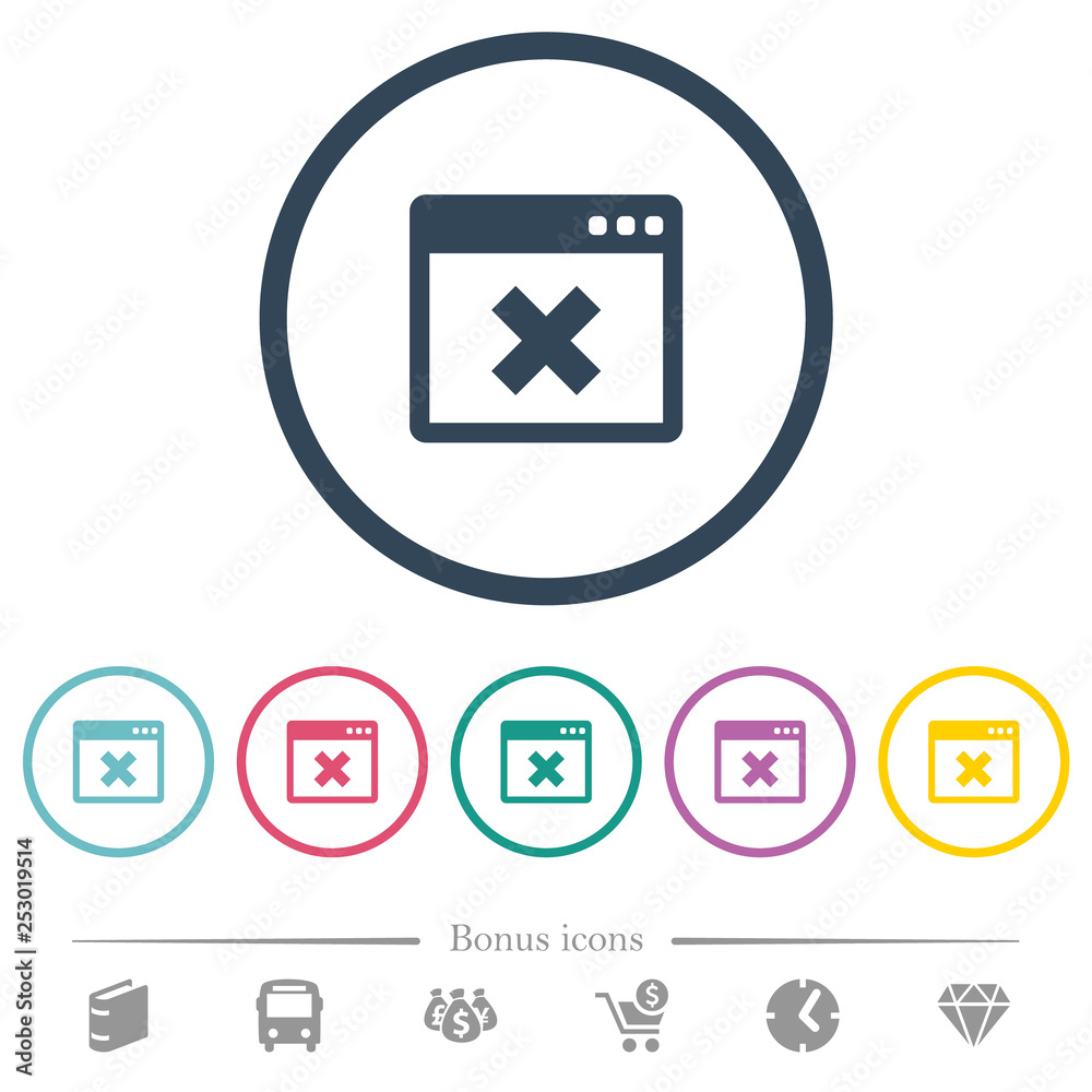 Browser cancel flat color icons in round outlines Browser cancel flat color icons in round outlines