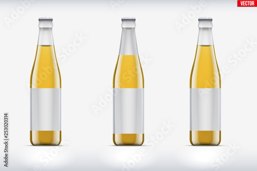Transparent glass bottle set mockup