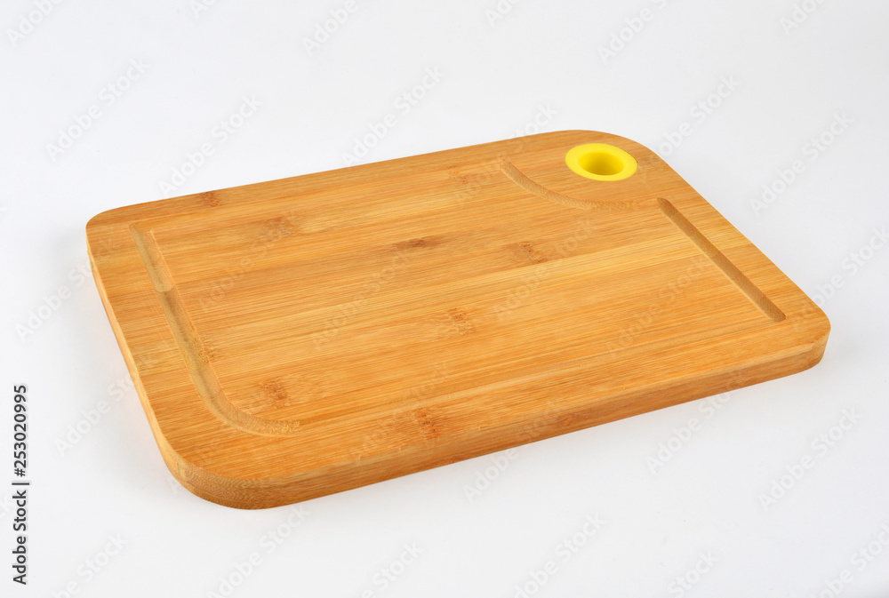 wooden cutting board isolated on white background