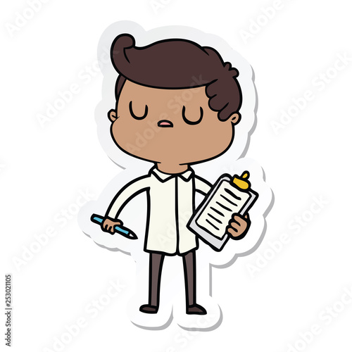 sticker of a cartoon aloof man