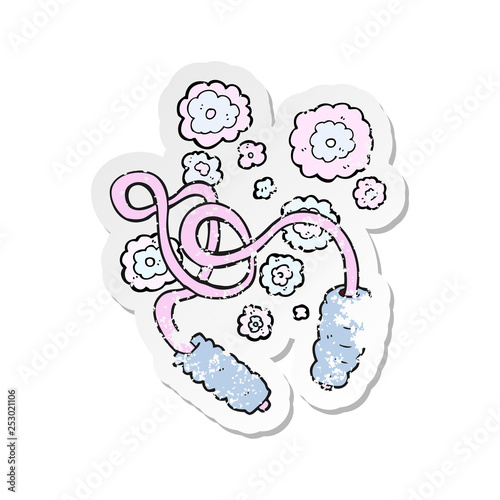 retro distressed sticker of a cartoon skipping rope