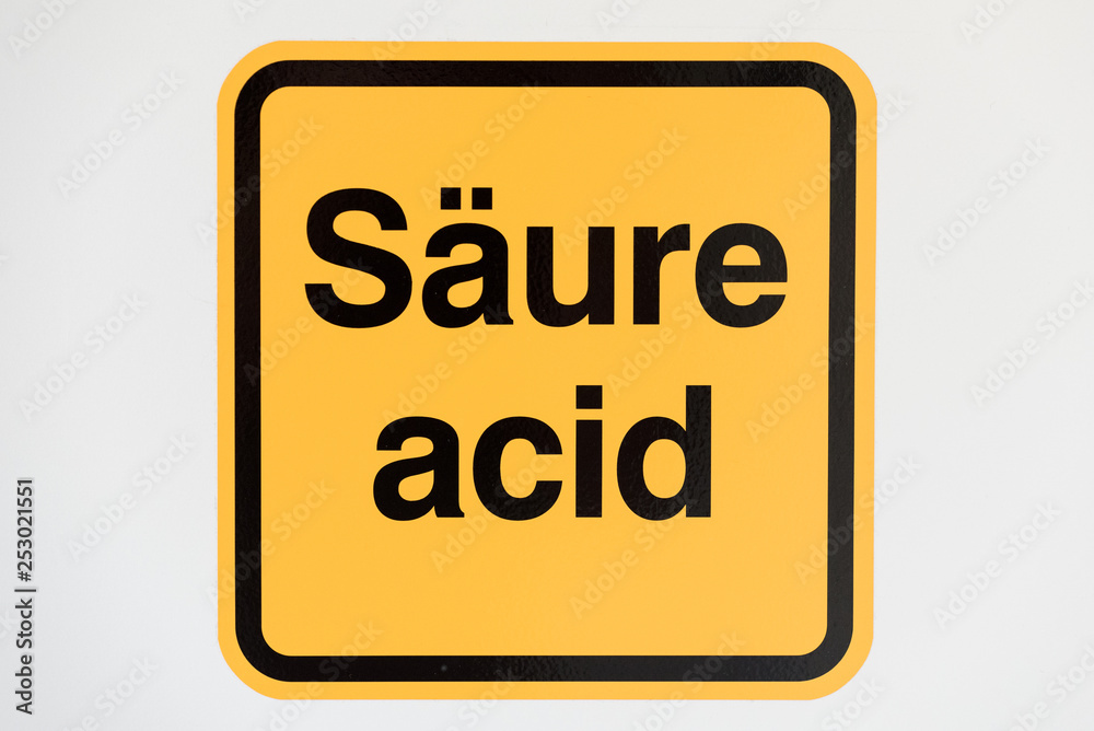 warning sign for acid in German and English warning sign for acid in German and English