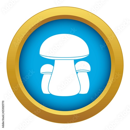 Mushroom icon blue vector isolated on white background for any design