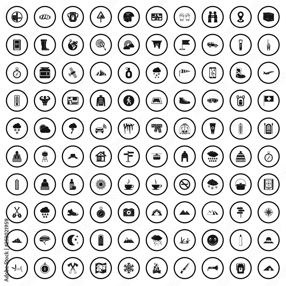 100 mountaineering icons set in simple style for any design vector illustration 100 mountaineering icons set in simple style for any design vector illustration
