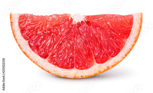 Grapefruit slice isolated. Grapefruit slice on white. Clipping path.