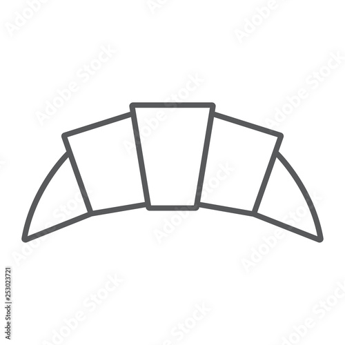 Croissant thin line icon, food and delicious, bakery sign, vector graphics, a linear pattern on a white background.