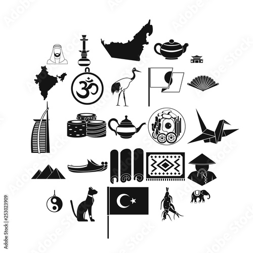 Oriental icons set. Simple set of 25 oriental vector icons for web isolated on white background