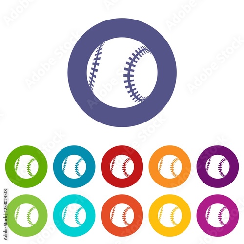 Baseball icons color set vector for any web design on white background