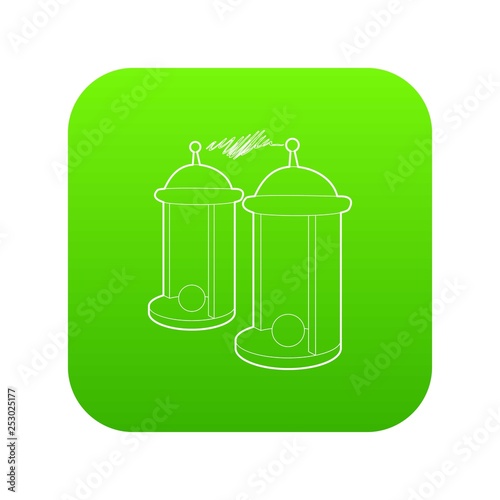 Electrical impulses icon green vector isolated on white background