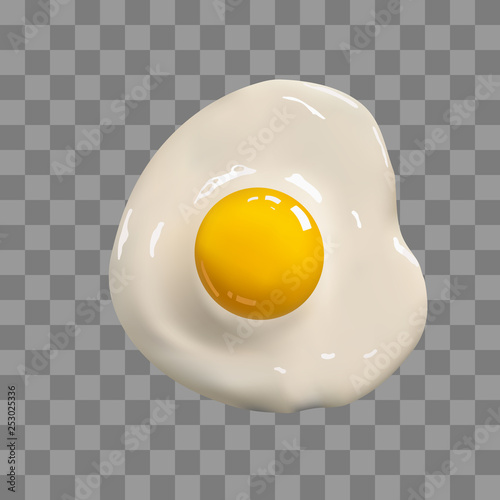 Fried egg. Fast food. Cooked omelet. Scrambled eggs. On transparent background.