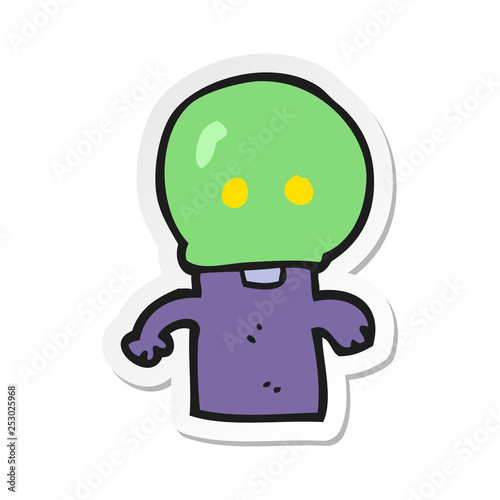 sticker of a cartoon little alien