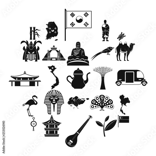 Spirit of Asia icons set. Simple set of 25 spirit of asia vector icons for web isolated on white background