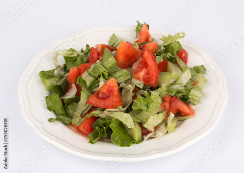 Fresh vegetable salad with tomatoes.